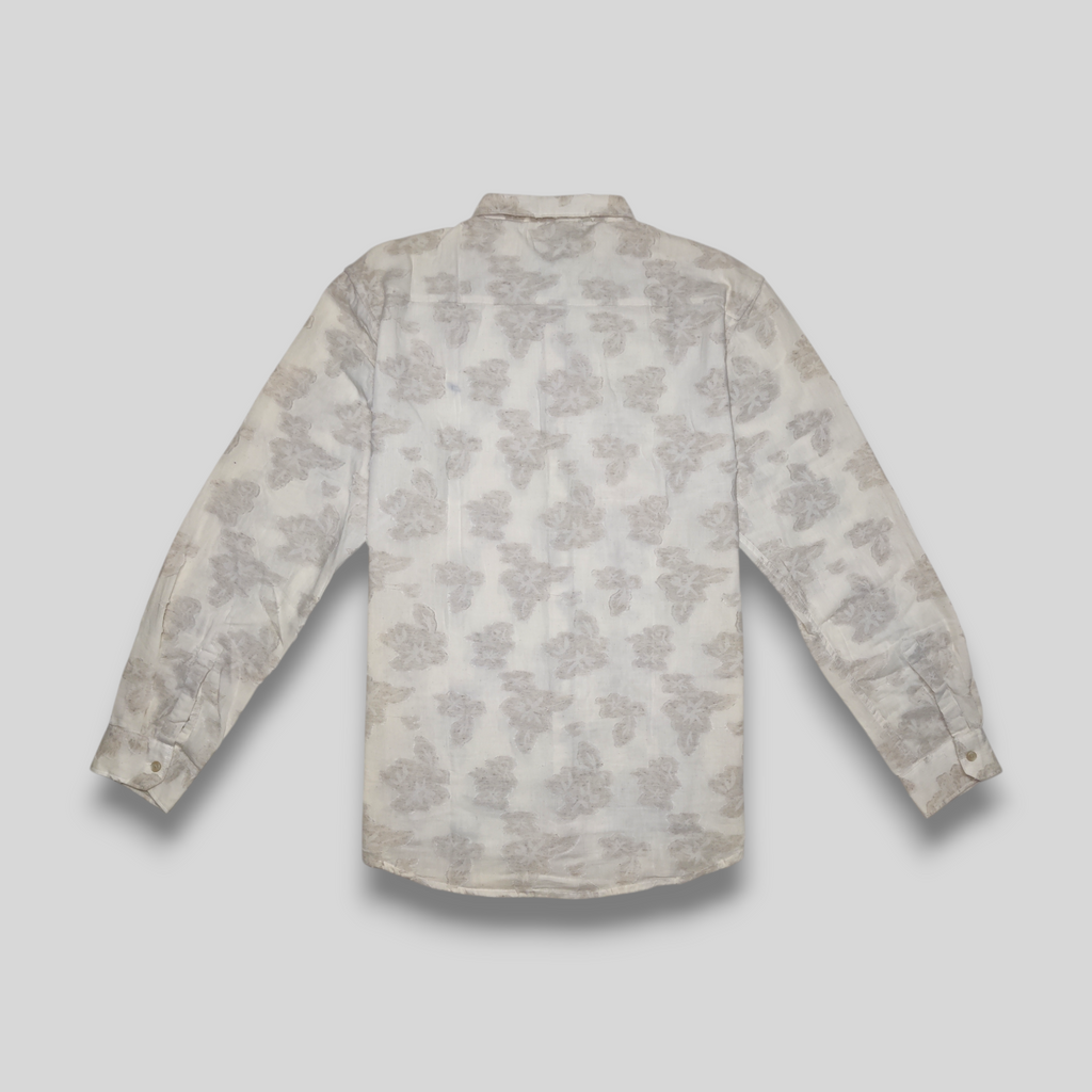 Floral patterned shirt on a light gray background
