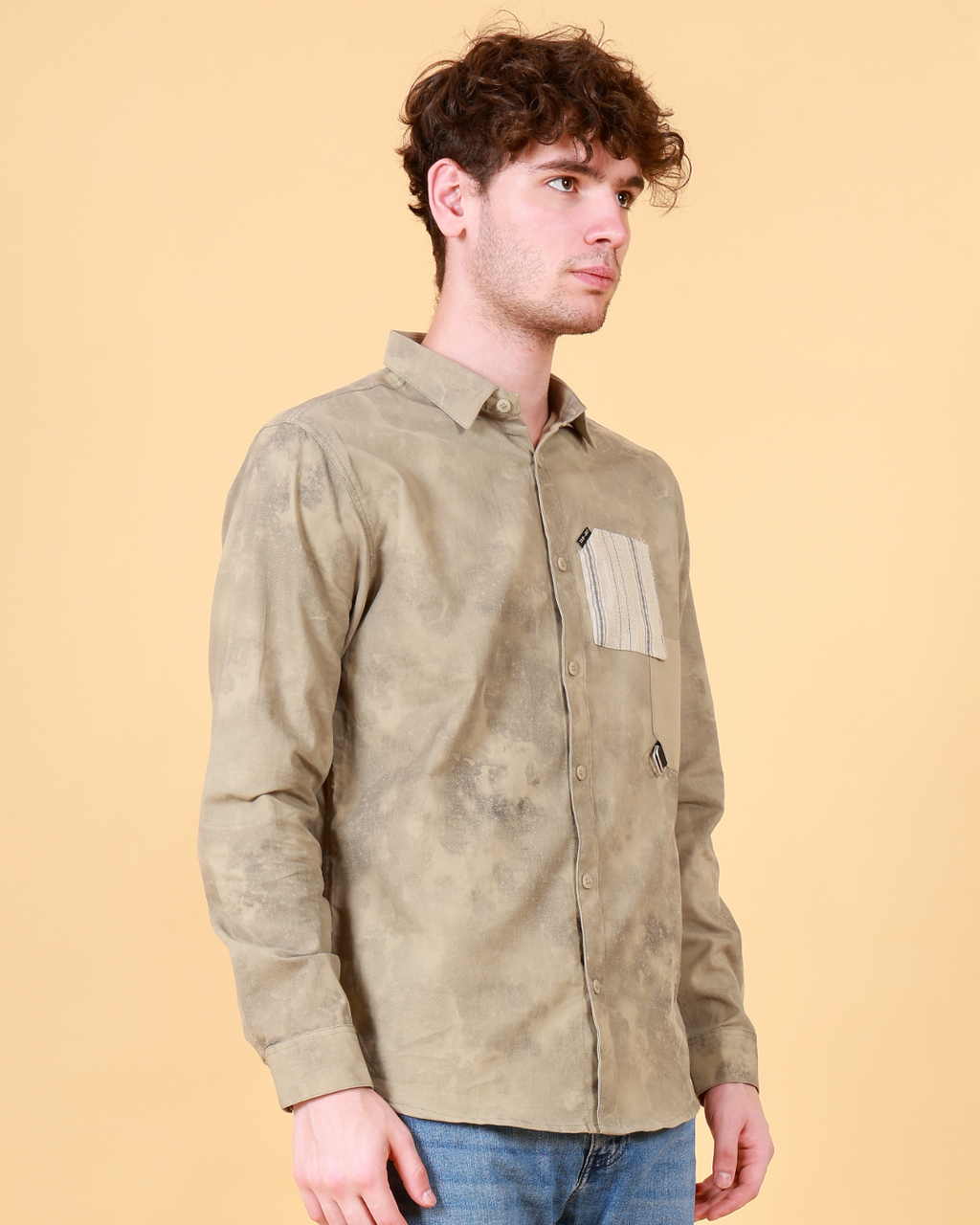 Smoke Printed Shirt - Olive Green