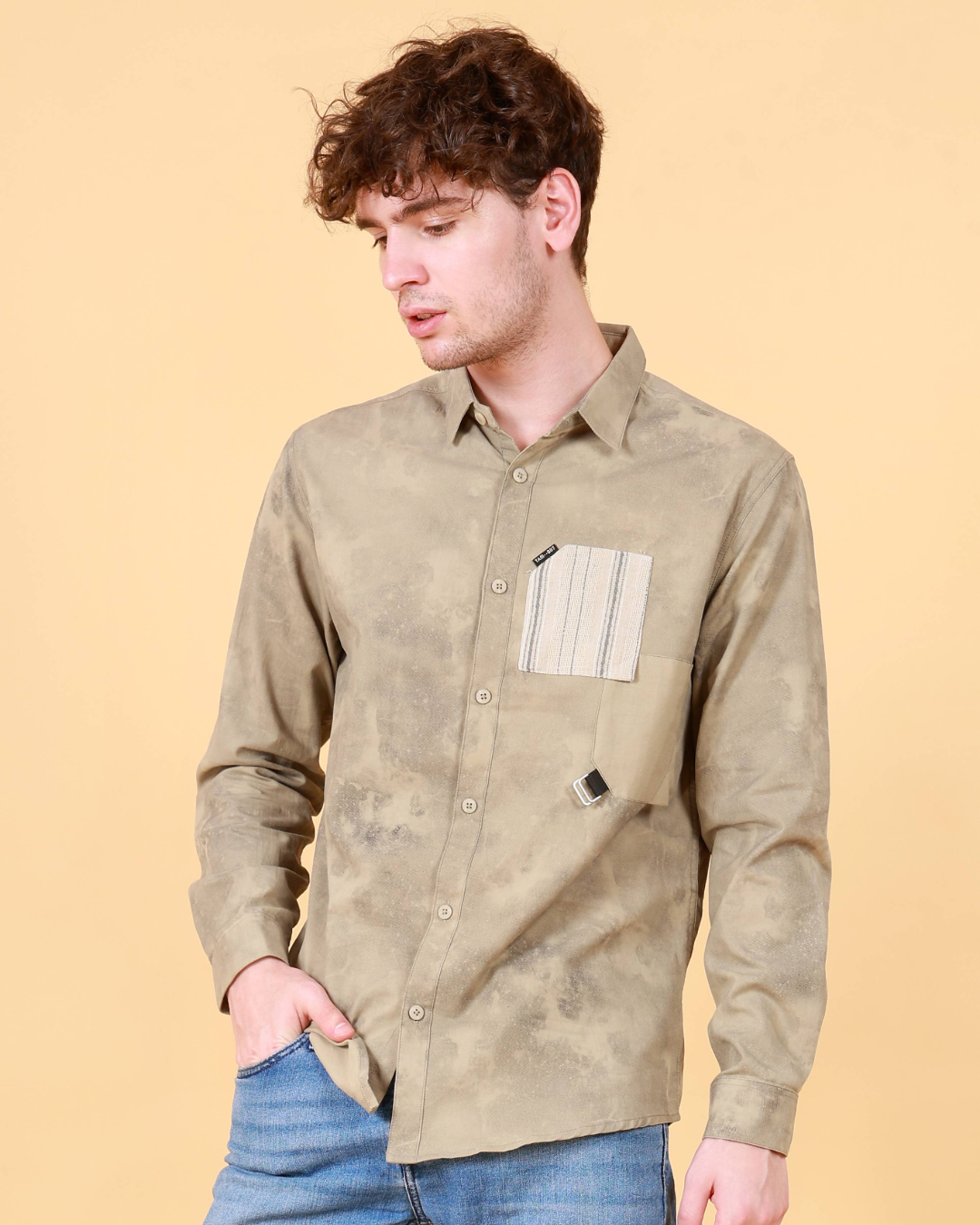 Smoke Printed Shirt - Olive Green