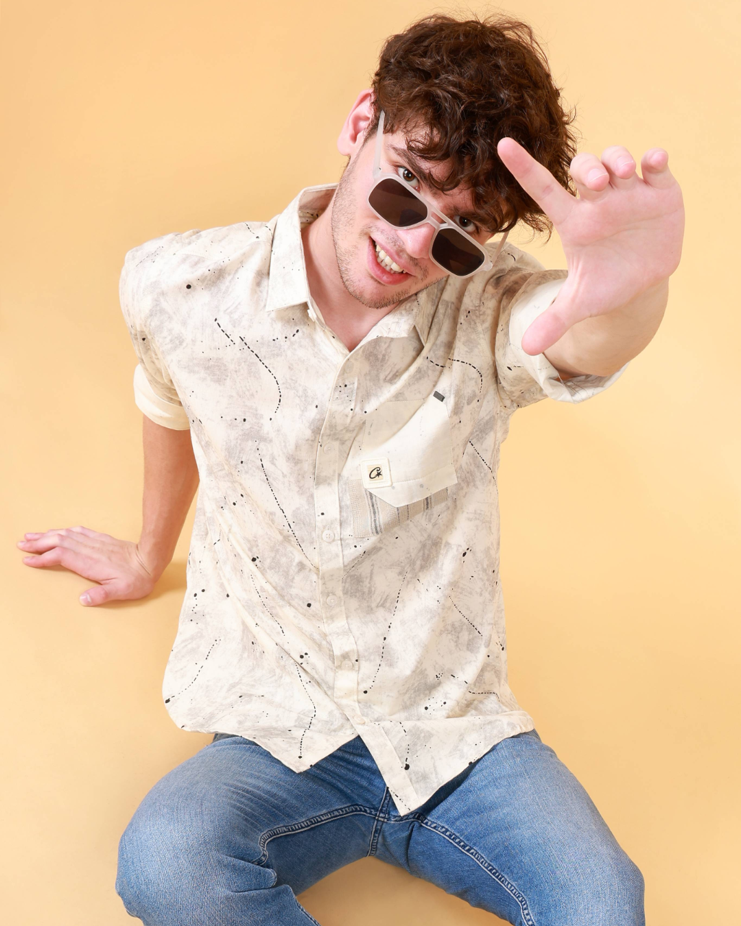 Scribble Printed Shirt - Light Grey