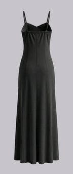 Black slip dress on a white background