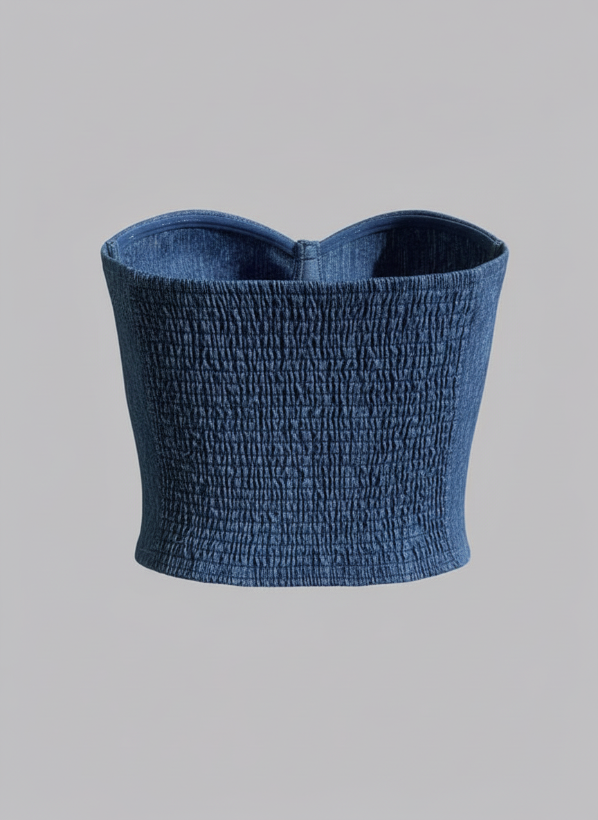 Pacific Blue Denim-Inspired Tube Top