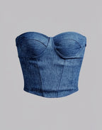 Pacific Blue Denim-Inspired Tube Top