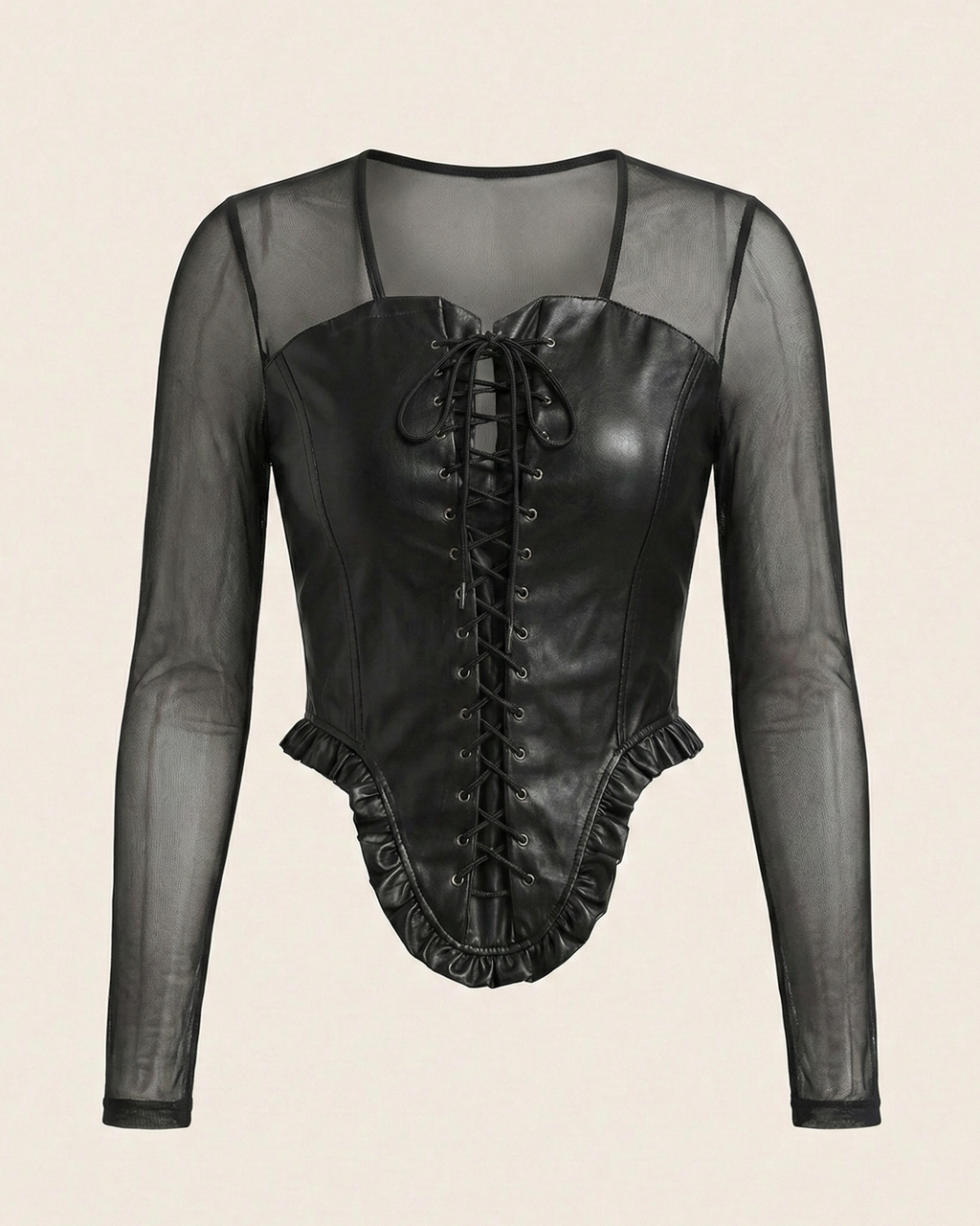 Gothic Lace-Up Leather Corset