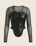 Gothic Lace-Up Leather Corset