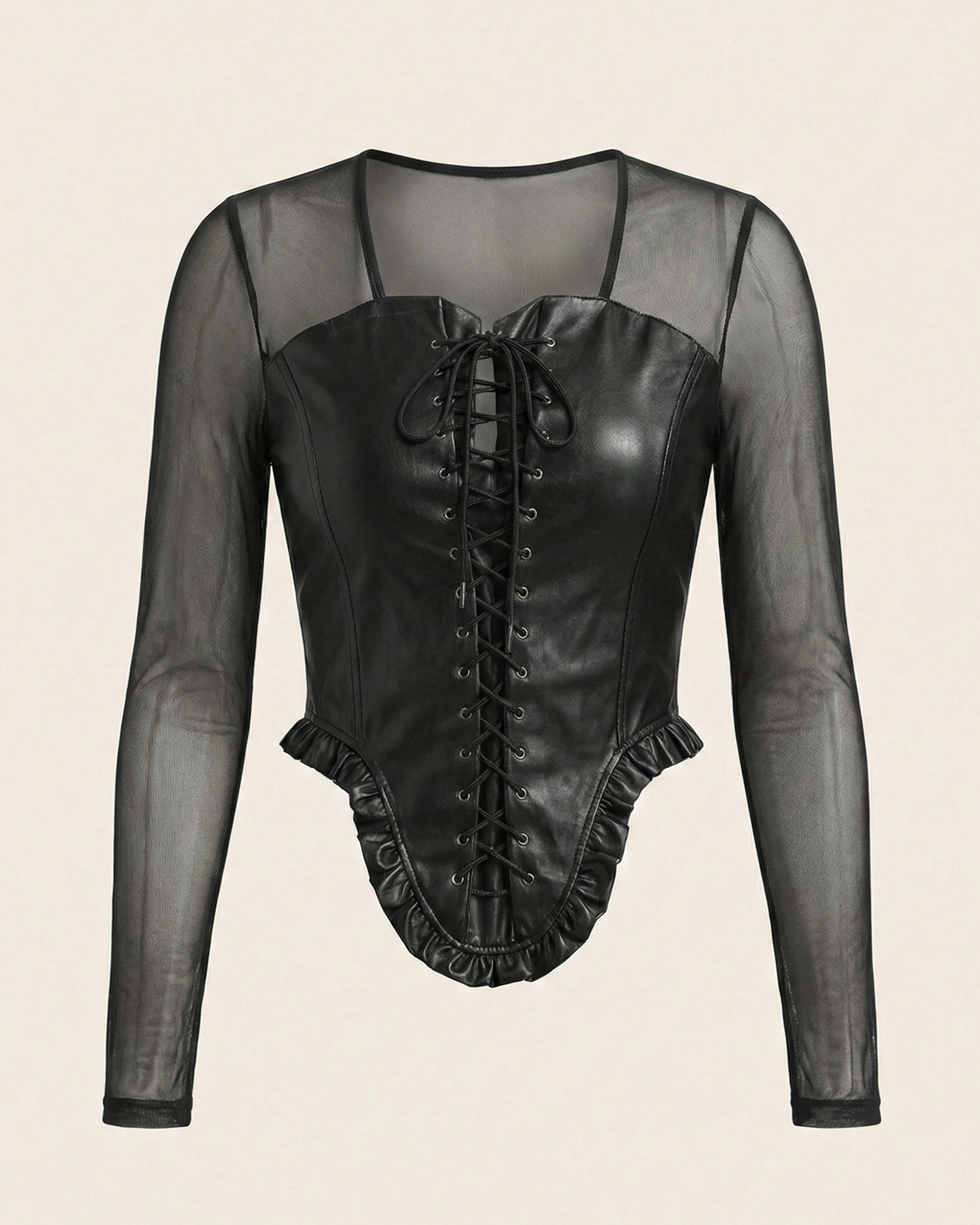 Gothic Lace-Up Leather Corset