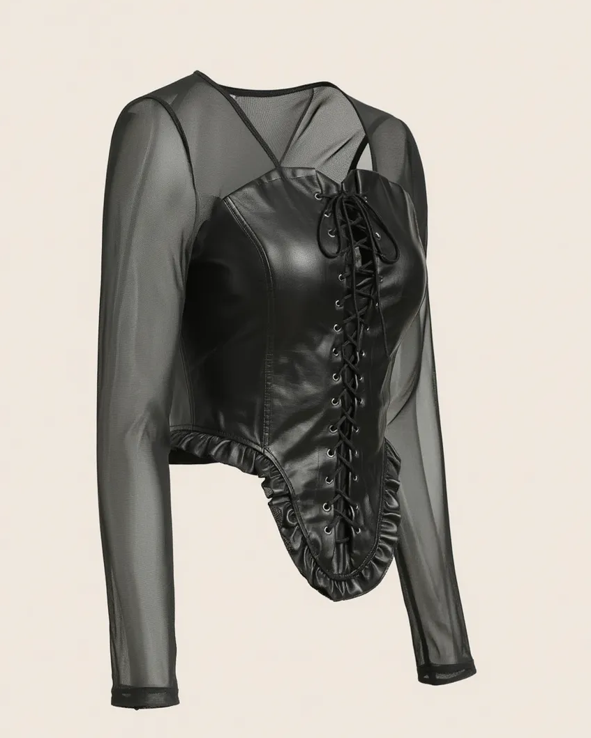 Gothic Lace-Up Leather Corset