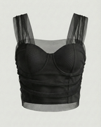 Fairycore Ruched Mesh Crop Top