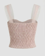 Fairycore Ruched Mesh Crop Top