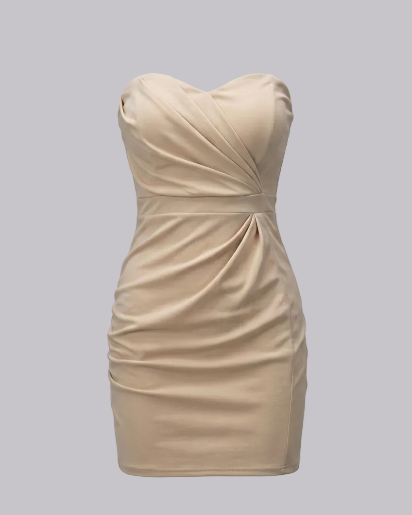 Beige dress on a light gray background