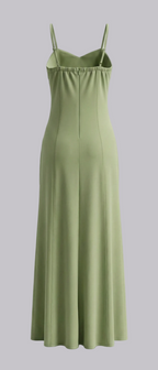 Green slip dress on a white background