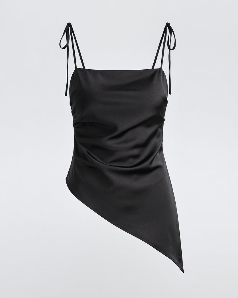 Satin Tie-Strap Asymmetrical Camisole Top – RUKMINI DWARKADISH