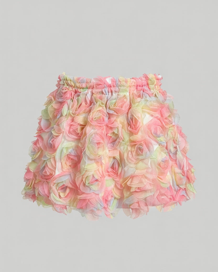 Floral shorts on a gray background