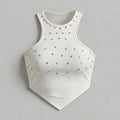 Crystal Studded V-Hem Halter Top