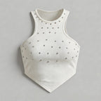 Crystal Studded V-Hem Halter Top